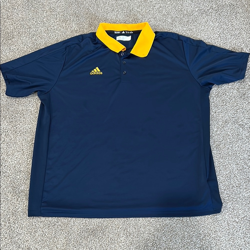 Adidas Men's Navy and Yellow Polo Shirt. Brand new. Size 2XL